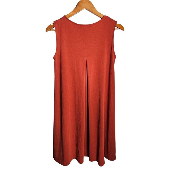 2/$35- Uniqlo Sleeveless Rust Orange A-Line/Swing Dress Women Small Minimalist - Picture 5 of 9